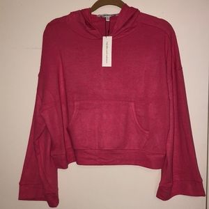 cupcakes & cashmere Pink Cropped Hoodie Sweater